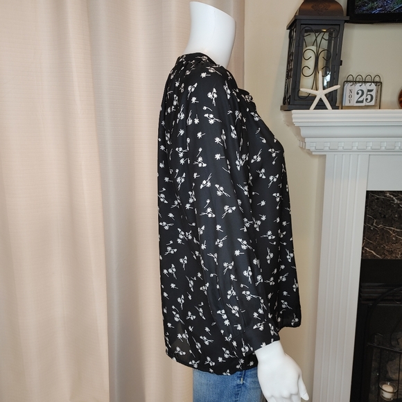 GREYLIN FLORAL BUTTON DOWN BLOUSE, BLACK S - Picture 6 of 12